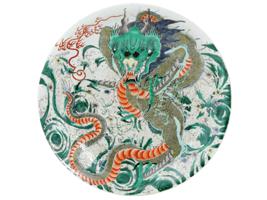 CHINESE FAMILLE VERTE HAND ENAMEL PORCELAIN PLATE