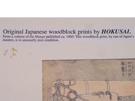 ANTIQUE RARE WOODBLOCK MANGA BY HOKUSAI DATES 1860