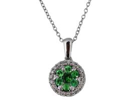 KALLATI 10K WHITE GOLD TSAVORITE DIAMOND NECKLACE