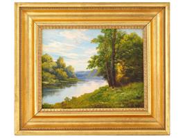 ATTR TO GEORGE ELMER FOREST LANDSCAPE OIL PAINTING