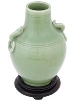 ANTIQUE CHINESE QING DYNASTY CELADON BALUSTER VASE