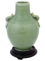 ANTIQUE CHINESE QING DYNASTY CELADON BALUSTER VASE