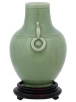 ANTIQUE CHINESE QING DYNASTY CELADON BALUSTER VASE