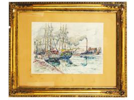 FRENCH NAUTICAL LANDSCAPE PAINTING BY PAUL SIGNAC