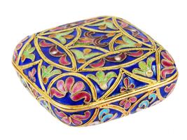 VINTAGE POLYCHROME CLOISONNE ENAMEL TRINKET BOX