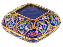 VINTAGE POLYCHROME CLOISONNE ENAMEL TRINKET BOX