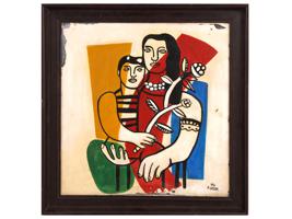 ATTRIBUTED TO FERNAND LEGER MOTHER CHILD OIL PAINTING