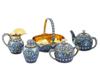 RUSSIAN SILVER GILT CLOISONNE ENAMEL TEA SET PIC-0