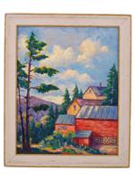 AMERICAN RURAL MOUNTAIN OIL PAINTING SIGNED BY ARTIST