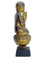 RARE GILDED WOOD STATUE OF SHAN BUDDHA WORSHIPPER