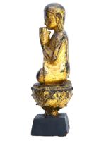 RARE GILDED WOOD STATUE OF SHAN BUDDHA WORSHIPPER