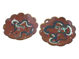 ANTIQUE JAPANESE CLOISONNE ENAMEL GOLDSTONE PLATES