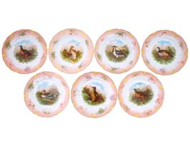 ANTIQUE SET OF PORCELAIN PLATES WITH GAME BIRDS