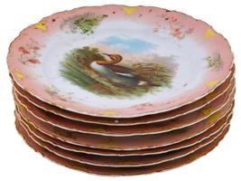 ANTIQUE SET OF PORCELAIN PLATES WITH GAME BIRDS