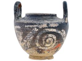 ANCIENT BLACK CERAMIC VESSEL OF ARCHAIC GREECE