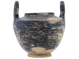 ANCIENT BLACK CERAMIC VESSEL OF ARCHAIC GREECE
