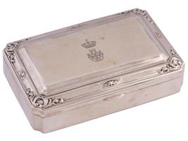 KING FAROUK OF EGYPT SILVER BOX BY TETARD PARIS