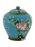 CHINESE COVERED CLOISONNE CHISEL ENAMEL GINGER JAR