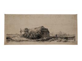 1641 DUTCH OBLONG LANDSCAPE ETCHING BY REMBRANDT