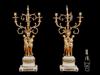 ANTIQUE 18TH C FRENCH ORMOLU AND MARBLE CANDELABRA PIC-1