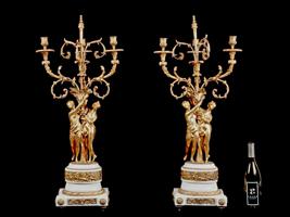 ANTIQUE 18TH C FRENCH ORMOLU AND MARBLE CANDELABRA