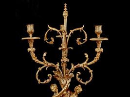 ANTIQUE 18TH C FRENCH ORMOLU AND MARBLE CANDELABRA