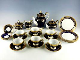 LARGE GERMAN ECHT WEIMAR KOBALT PORCELAIN SERVICE