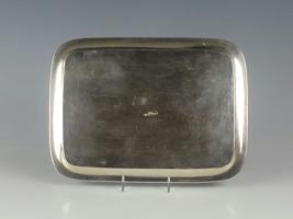 ANTIQUE RUSSIAN ENGRAVED SILVER SERVING TRAY 1858