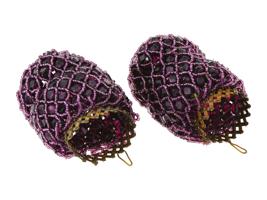 PAIR OF BEADED DESIGN AMETHYST STONE LAMP SHADES