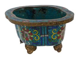 ANTIQUE CHINESE QING CLOISONNE ENAMEL FLOWER POT