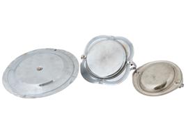 ART DECO CHROME AND BAKELITE HANDLED SERVING TRAYS