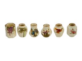 MINIATURE JAPANESE MEIJI SATSUMA PORCELAIN VASES SET