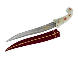 ANTIQUE INDO PERSIAN KHANJAR DAGGER W JADE HANDLE