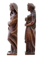 ANTIQUE BAROQUE FRENCH SCHOOL CARVED WOOD FIGURINES
