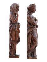 ANTIQUE BAROQUE FRENCH SCHOOL CARVED WOOD FIGURINES