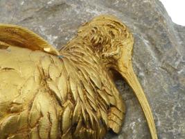 VINTAGE BRONZE SCULPTURE OF A DECEASED BIRD ON STONE