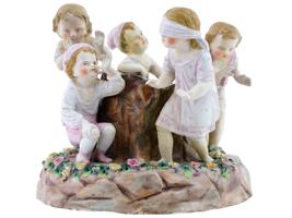 ANTIQUE GERMAN BOHNE THURINGIA PORCELAIN FIGURAL GROUP