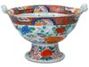 ANTIQUE JAPANESE FOOTED CENTERPIECE PEACOCK BOWL PIC-1