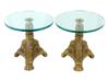 ANTIQUE FRENCH EMPIRE GILT BRONZE GLASS SIDE TABLES PIC-1