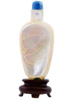 ANTIQUE CHINESE CARVED MOTHER OF PEARL SNUFF BOTTLE