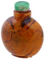 ANTIQUE CHINESE AMBER SNUFF BOTTLE W JADE STOPPER