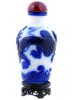 CHINESE BLUE WHITE PEKING GLASS SNUFF BOTTLE W STAND PIC-3