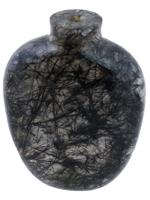 CHINESE HAND CARVED RUTILATED QUARTZ SNUFF BOTTLE