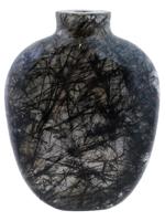 CHINESE HAND CARVED RUTILATED QUARTZ SNUFF BOTTLE