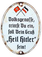 WWII NAZI GERMANY ENAMELED METAL PLATE SIGN