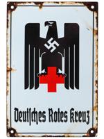 WWII NAZI GERMAN RED CROSS ENAMEL BUILDING SIGN