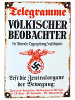 WWII NAZI GERMAN OBSERVER NEWSPAPER ENAMEL IRON SIGN