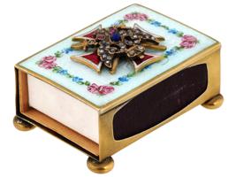 RUSSIAN SILVER ENAMEL GEMSTONES MATCHBOX HOLDER