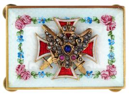 RUSSIAN SILVER ENAMEL GEMSTONES MATCHBOX HOLDER