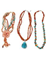 SOUTHWESTERN AMERICAN AMBER TURQUOISE NECKLACES